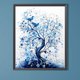 thumbnail image 3 of Pintura de diamante 5D DIY, kit de árbol de flores con taladro redondo completo, decoración del hogar, 40x50cm, azul, 3 of 9