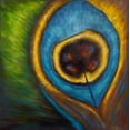 thumbnail image 2 of Atelier B Art Studio 26x26 White Modern Wood Framed Museum Art Print Titled - PEACOCK FEATHER CLOSEUP, 2 of 4