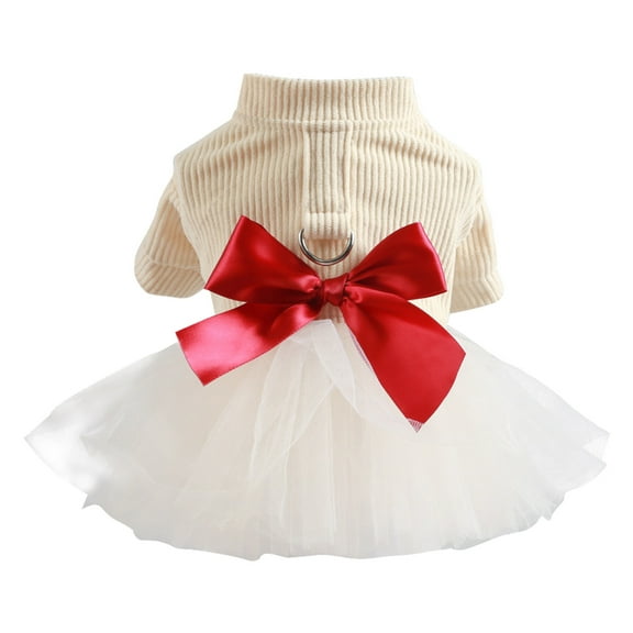 CICRKHB Dog Dress Pet Autumn Winter Warm Clothes Pet Cute Princess Skirt for Small Dog and Cat Pet Supplies White