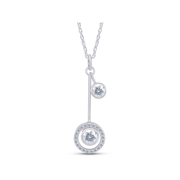 Center 1ct 6.5MM Lab Created Moissanite Diamond Halo Pendant Necklace With Accents For Women, 18" Chain 14K White Gold Over Sterling Silver(1.80 Cttw)