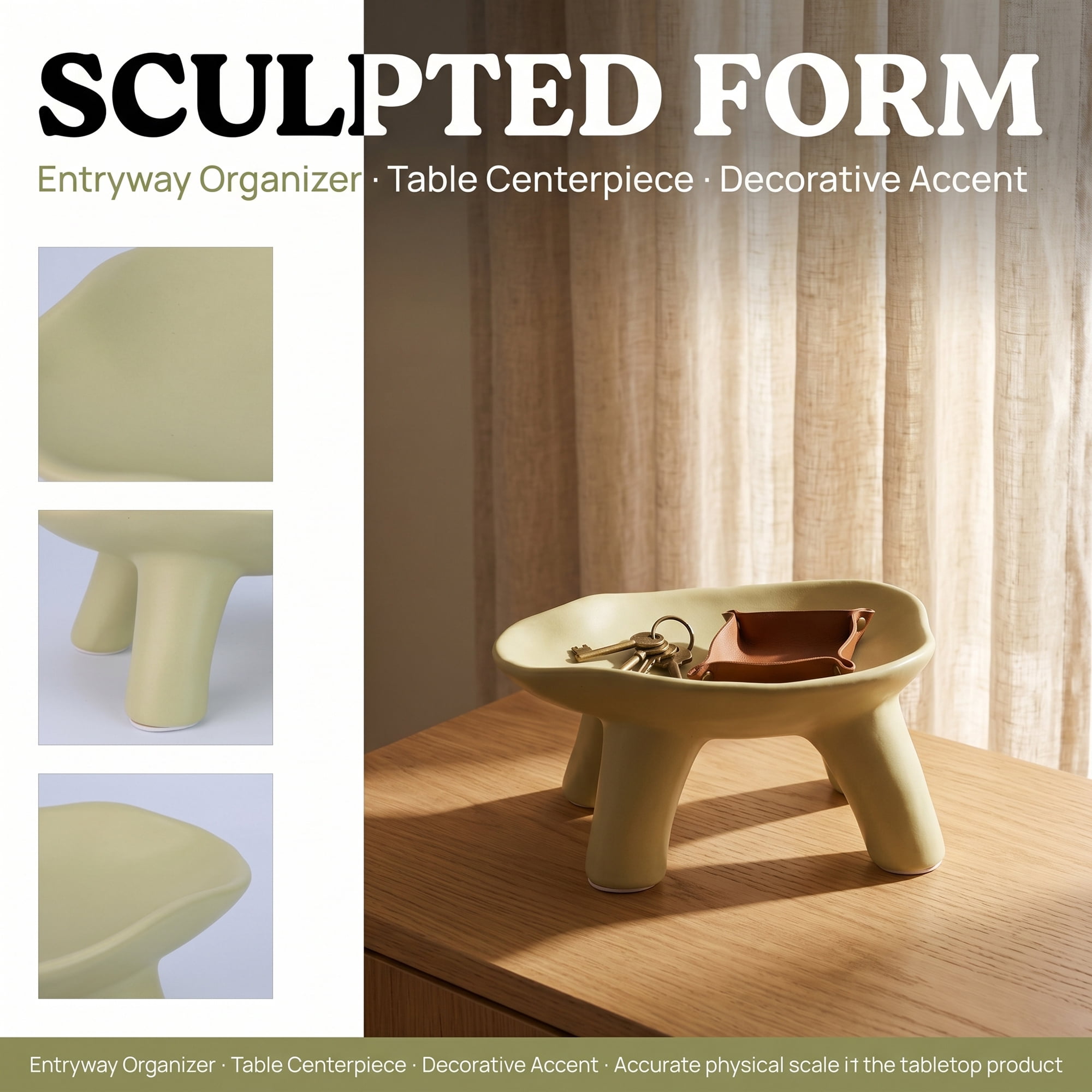 Unique Bargains Ceramic Pedestal Footed Jewelry Tray Bowl Light Green 8.1*8.1*3.9inch