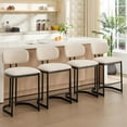 thumbnail image 6 of Zesthouse 25.6" Modern Counter Height Bar Stools Set of 2, Upholstered Linen Barstools with Curved Back, Black Metal Base, Kitchen Island Bar Chairs, Beige, 6 of 10