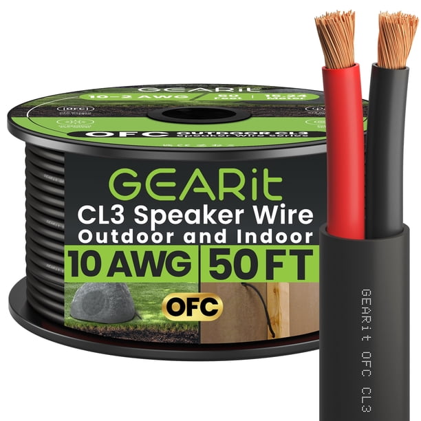Cable para parlantes GEARit calibre 10 de 15 m para exterior CL3 OFC