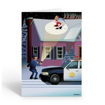 Santa Is Getting Caught by the Police Holiday Card - 12 Cards with Envelopes - C