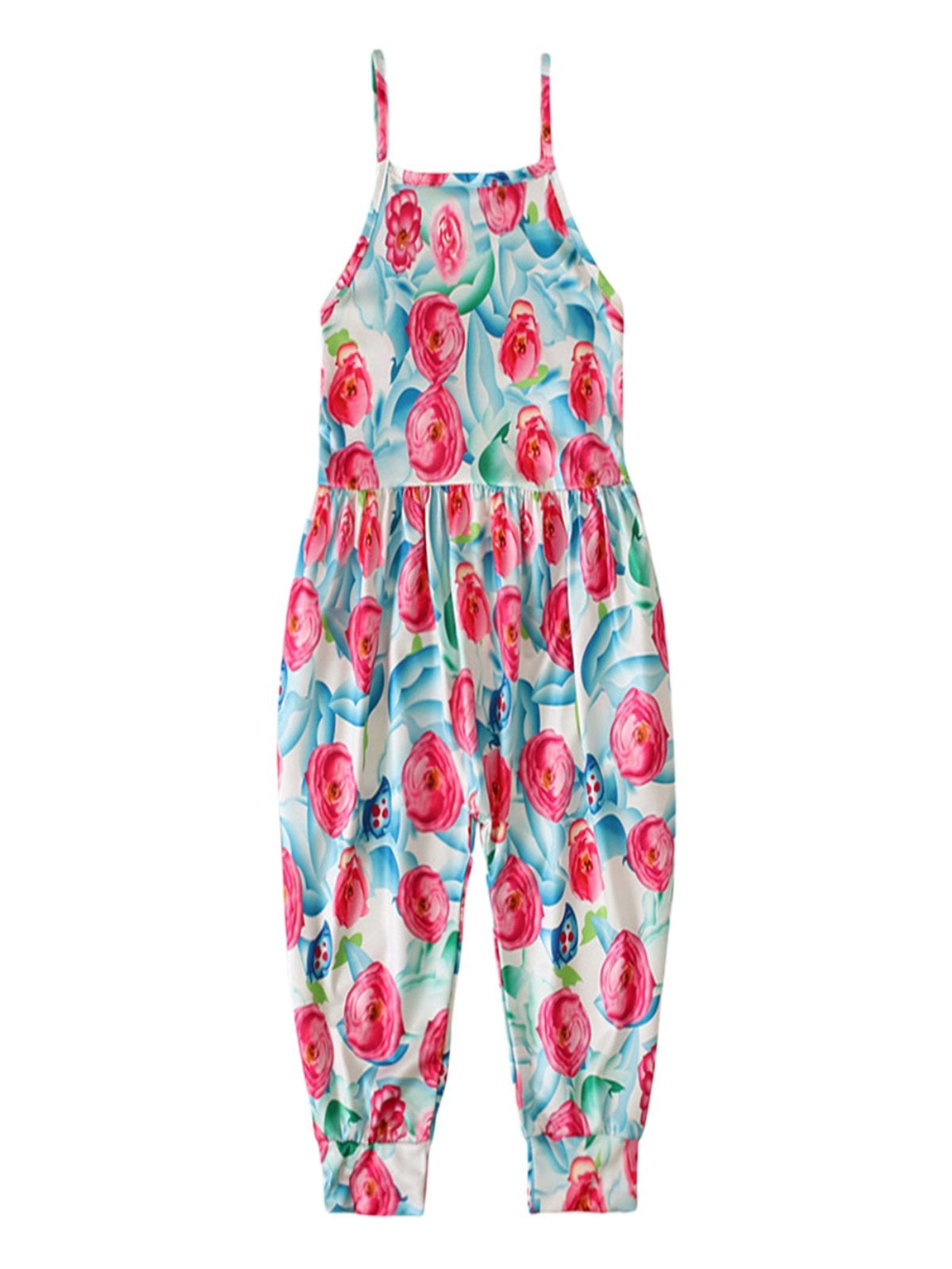 Details about   Summer Baby Girls Flowers Print Rompers Sling Sleeveless Cotton Jumpsuit New 