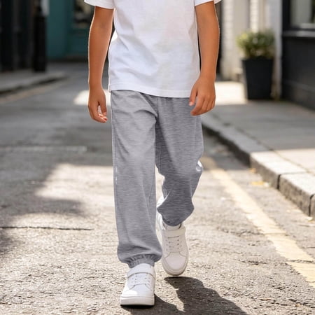 Boys Pull-on Jogger Pants - Soft Modal Elastic Waistband Breathable & Stretchy for School & Sports Dark Gray Size 5-6 T