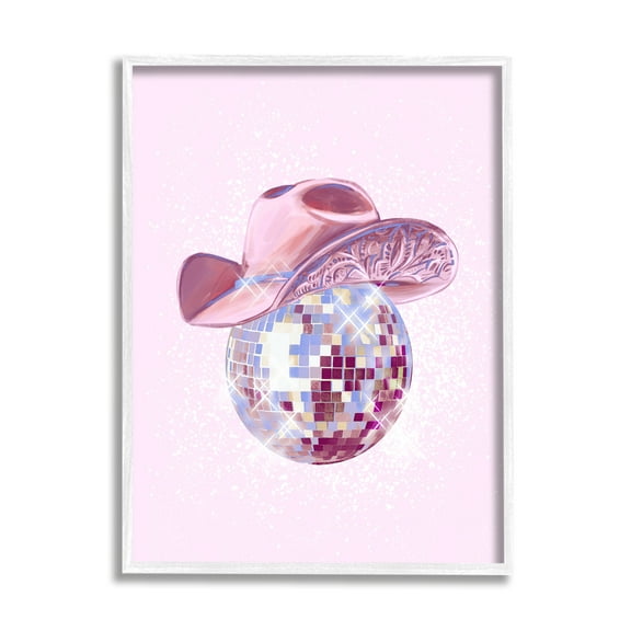 Stupell Industries Glam Pink Disco Cowgirl Beauty & Fashion Painting White Framed Art Print Wall Art, 11 x 14