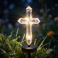 thumbnail image 3 of Solar Cross Garden Lights Outdoor Decorative - Solar Metal&Glass Cross White Hydrangea Flower Stake Lights- Waterproof 20 Warm White LED for Remembrance Gifts & Sympathy Gifts., 3 of 6