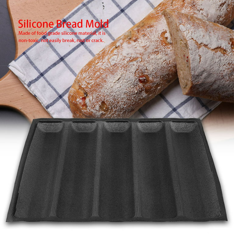 Baker's Mark 5 Compartment Sub Sandwich Silicone Bread Mold - 12 x 2  15/16 Cavities