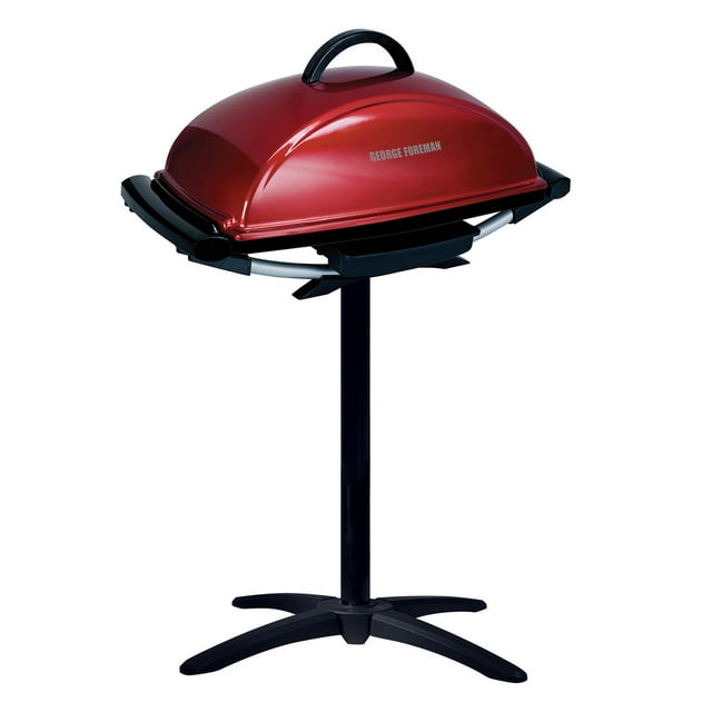 George Foreman Parrilla eléctrica rectangular para interiores y exteriores, 12 porciones, rojo, GFO201R