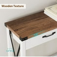 thumbnail image 3 of Table Console avec 2 Tiroirs, Table de Canapé Style Ferme avec Tablette de Rangement, Design en X sur les Côtés, Table d'Entrée en Bois Décorative, Table Étroite pour Canapé avec Pattes en Bois Massif pour Entrée Salon Couloir, 3 of 7