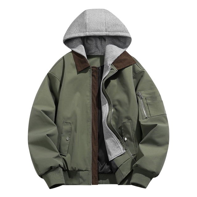 Jackets for Men Motorcycle Cargo Pockets Long Sleeve Hooded