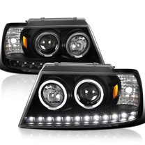 Spec-D Tuning Black LED Halo Projector Headlights Compatible with 2002-2005 Ford Explorer, Left   Right Pair Headlamps Assembly