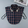 thumbnail image 3 of Blue Plaid Rhinestone Detachable Collar, Detachable Collars for Women, Womens Dickie Collar, Elegant Dickey Collars, 3 of 3