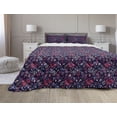thumbnail image 1 of Leaves Comforter & Sham Bedding Set, Bamboo and Flowers Oriental Art Inspirations on Dark Indigo Toned Background, 3 pcs Duvet Set Microfiber Filling Quilt, 5 Sizes, Multicolor, by Ambesonne, 1 of 4
