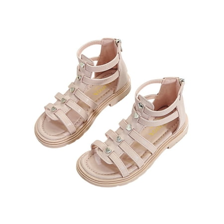 

Zodanni Girl s Flat Sandal Beach Casual Shoes Summer Gladiator Sandals Strappy Kids Party Lightweight Ankle Strap Pink 6.5C