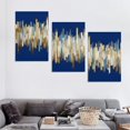 thumbnail image 4 of JEUXUS Blue and Gold Wall Art Abstract Wall Decor for Living Room Bedroom Canvas Prints Texture Picture, Watercolor Blue and Gold Foil Ink Painting Poster Modern Neutral Artwork 12''x16''X3 Panels, 4 of 4