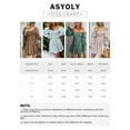 thumbnail image 2 of Asyoly Women Fall Off The Shoulder Long Sleeve Dress Deep V Neck Ruffle Flowy Mini Short Skater Dresses, 2 of 9