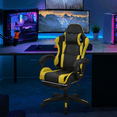 thumbnail image 3 of MoNiBloom Swivel PC Gaming Chair, Ergonomic Faux Leather Recliner Seat with Footrest and Lumbar Support for Bedroom, Yellow, 3 of 13