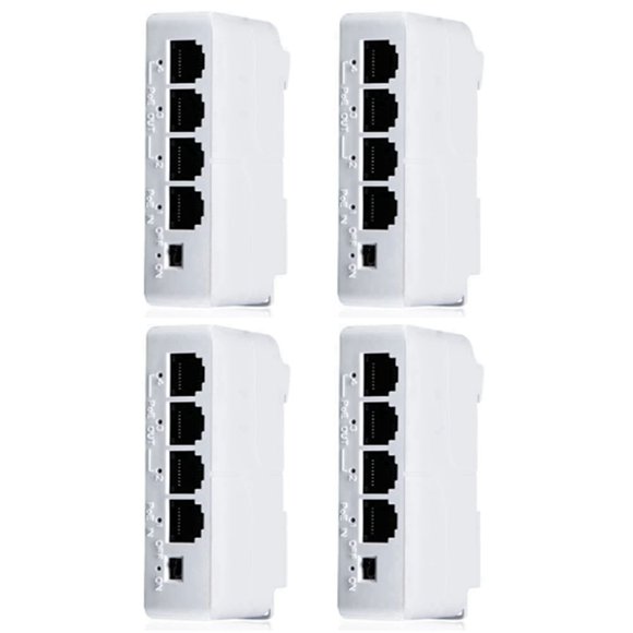4Pcs 4 Ports 1 to 3 Port PoE Extender Passive Cascadable IEEE802.3Af 100Mbs for IP Transmission Repeater Switch NVR IP