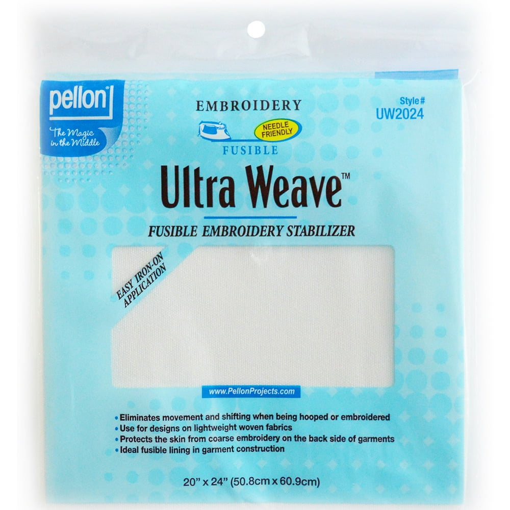 Pellon Ultra Weave Fabric Stabilizer. White. 20" x 24" Precut Package. 1 Pack