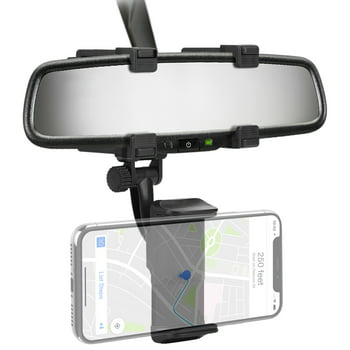 Premier Rearview Mirror ed Phone Holder for All Phones, Mobile Devices, rotates 360
