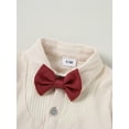 thumbnail image 3 of CARETOO Boy Clothes 0-18M Suits Dress Shirt Waistcoat Suspender Pants Tie Cotton Fabric Formal Set, 3 of 17