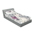 thumbnail image 2 of Ambesonne Floral Fitted Sheet & Pillow Sham Set, Butterfly Woman Portrait, Twinxl, Pearl and White, 2 of 2