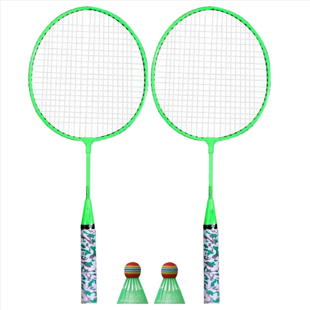 4X Badminton Rackets for Children,Shuttlecocks Racquet Sports Set with 4 Balls for Players Indoor Outdoor Green