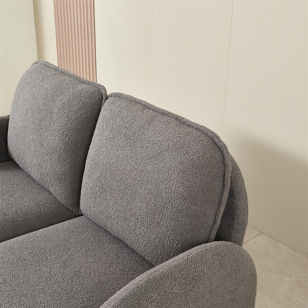 Modern Sherpa Fabric 59" Loveseat Sofa for Living Room - Solid Wood Frame