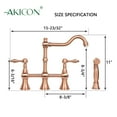 thumbnail image 4 of Two-Handles Copper Bridge Kitchen Faucet with Side Sprayer, 4 of 5