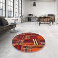 thumbnail image 4 of Ahgly Company Machine Washable Indoor Round Abstract Red Area Rugs, 4' Round, 4 of 7