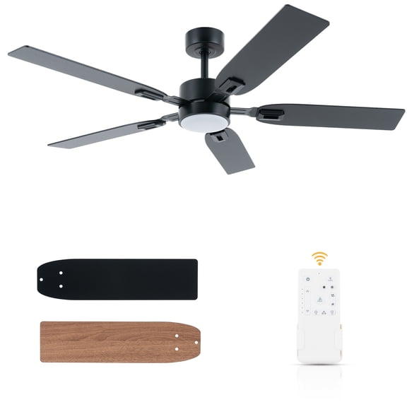 Vagizm Ceiling Fans with Lights, 52'' Low Profile Ceiling Fan with Light and Remote, Modern Flush Mount Ceiling Fan for Indoor Bedroom Living Room, Dimmable, Quiet DC Motor