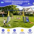 thumbnail image 6 of 5 in 1 Metal Swing Sets for Backyard, SHINPT Outdoor Kids Swing Set with Slide, Saucer Swing Seat, Belt Swing Seat, Basketball Hoop, Soccer Net, Heavy Duty Backyard Playground Set for Kids, 6 of 8