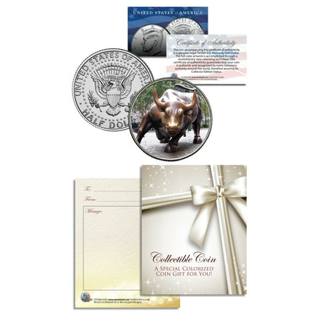 President Half Dollar Coin - WALL STREET BULL Collectible JFK Half Dollar US Colorized Coin * GIFT * CHARGING