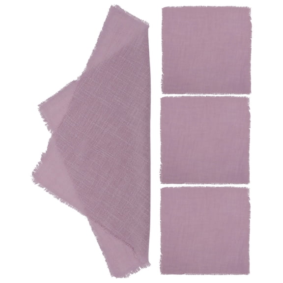 TEHAUX Lavender Cotton Linen Napkins Set of 4 Reusable Washable Cloth Napkins for Home Dining and Decoration