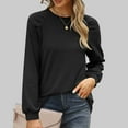 thumbnail image 2 of GSPCLAM Long Sleeve Blouse for Women Solid Color Crew Neck T Shirts for Vacation Summer Fall Soft Tops Blouses Dressy Casual Black L, 2 of 6
