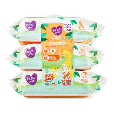 3X- Parent Choic Shea Butter Baby Wipes, Ultra soft, gentle on skin, 100 CT Per Pack. Total 300CT