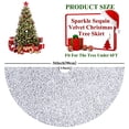 thumbnail image 2 of Falda de árbol de Navidad FUHSY de terciopelo blanco/plateado de 90 cm con lentejuelas, 2 of 8