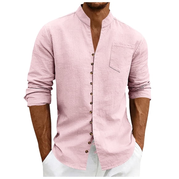 Zshosam Mens Button Down Shirt Short Sleeve Men's Linen Shirts Casual Lightweight Button Down Shirt Beach Vacation Summer Tops Short Sleeve Stylish Shirt Size M,(Pink M)