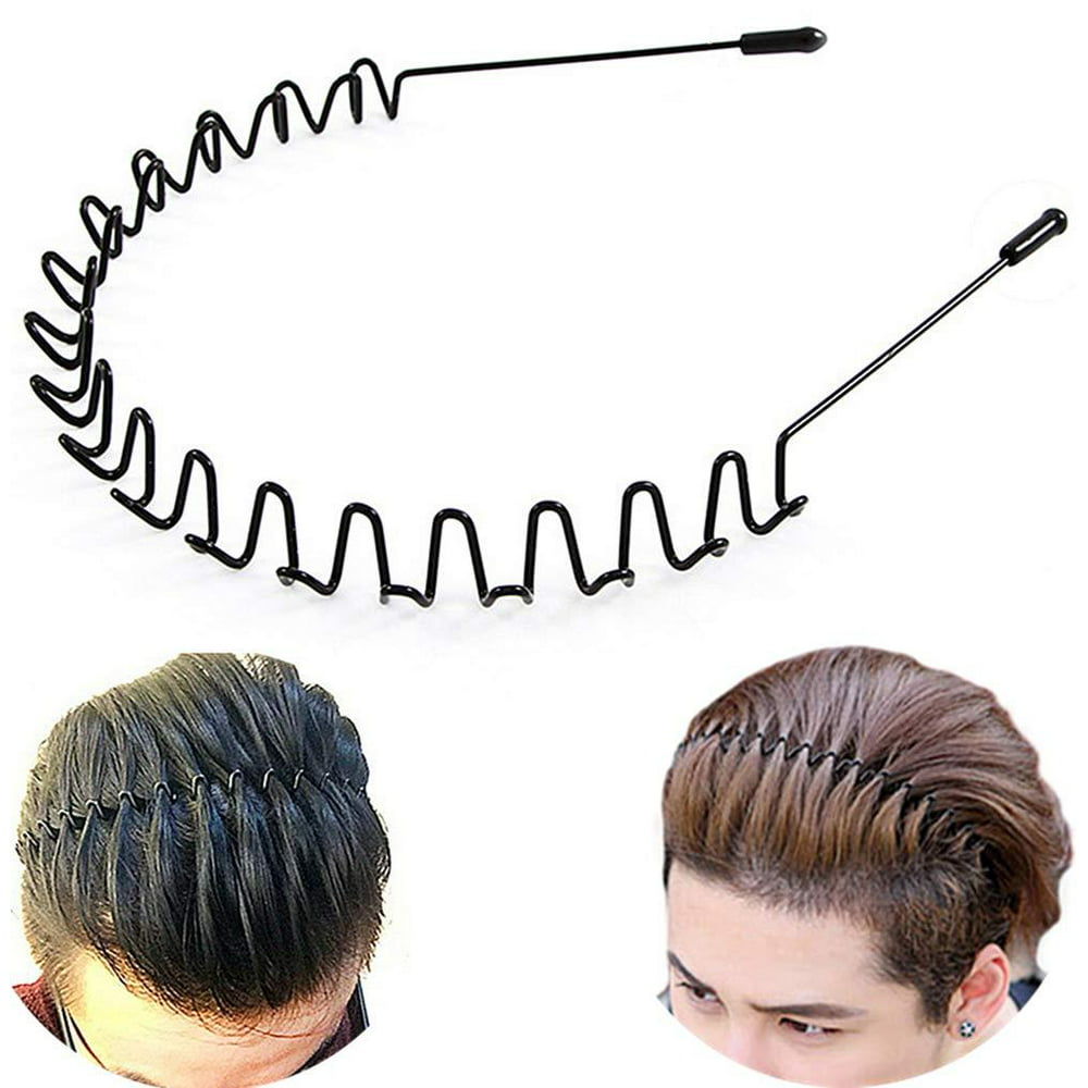 Xingzhe Metal Hair Bands For Men Women S Headbands Unisex Black Wavy Spring Sports Headband For