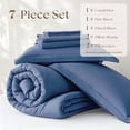 thumbnail image 6 of Lipa Queen Comforter Set,7-Piece Bed in a Bag,All Season Bedding Set,Comforter,Flat Sheet,Fitted Sheet,Pillowcases and Shams,Dusty Blue, 6 of 9
