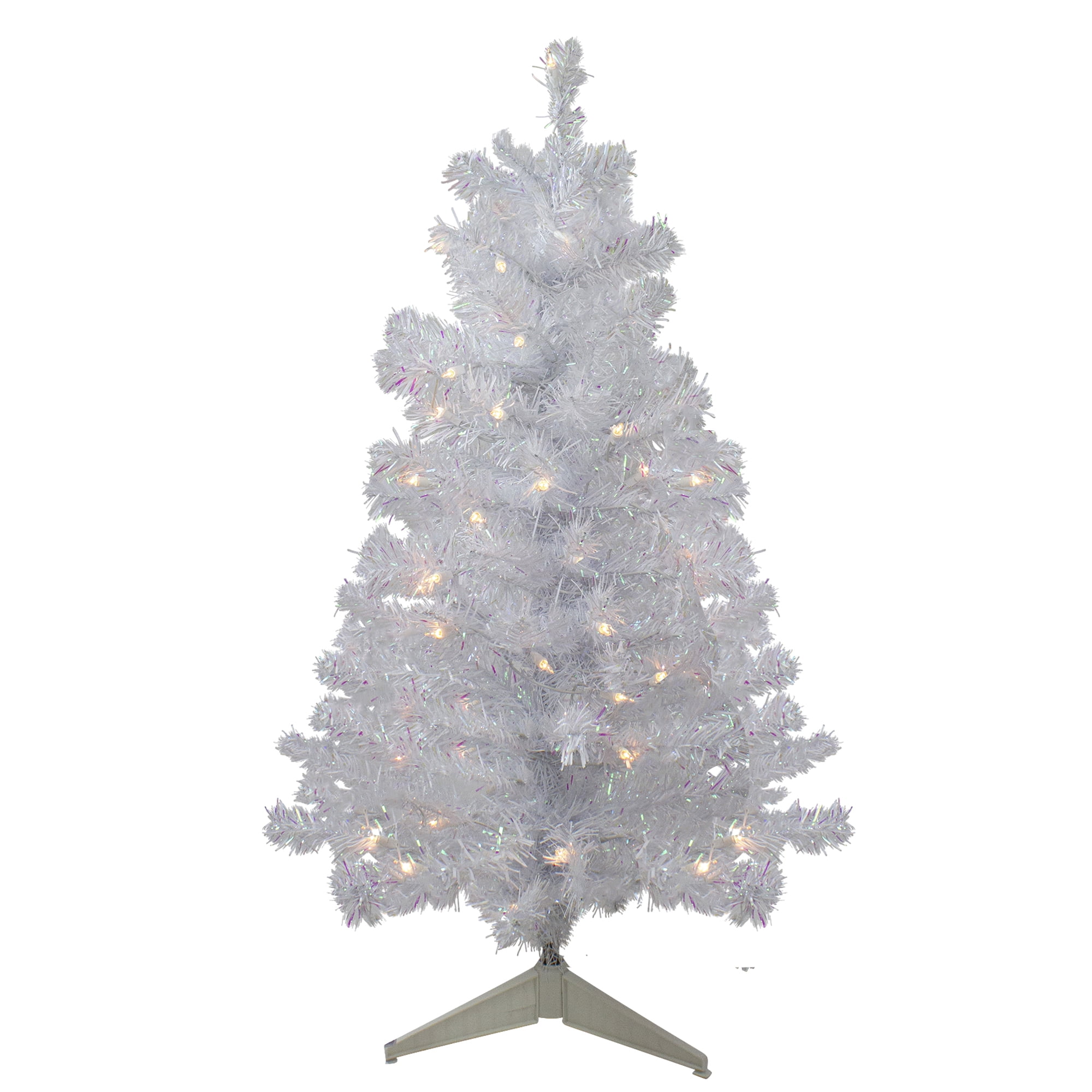 3' Prelit White Iridescent Pine Artificial Christmas Tree Clear