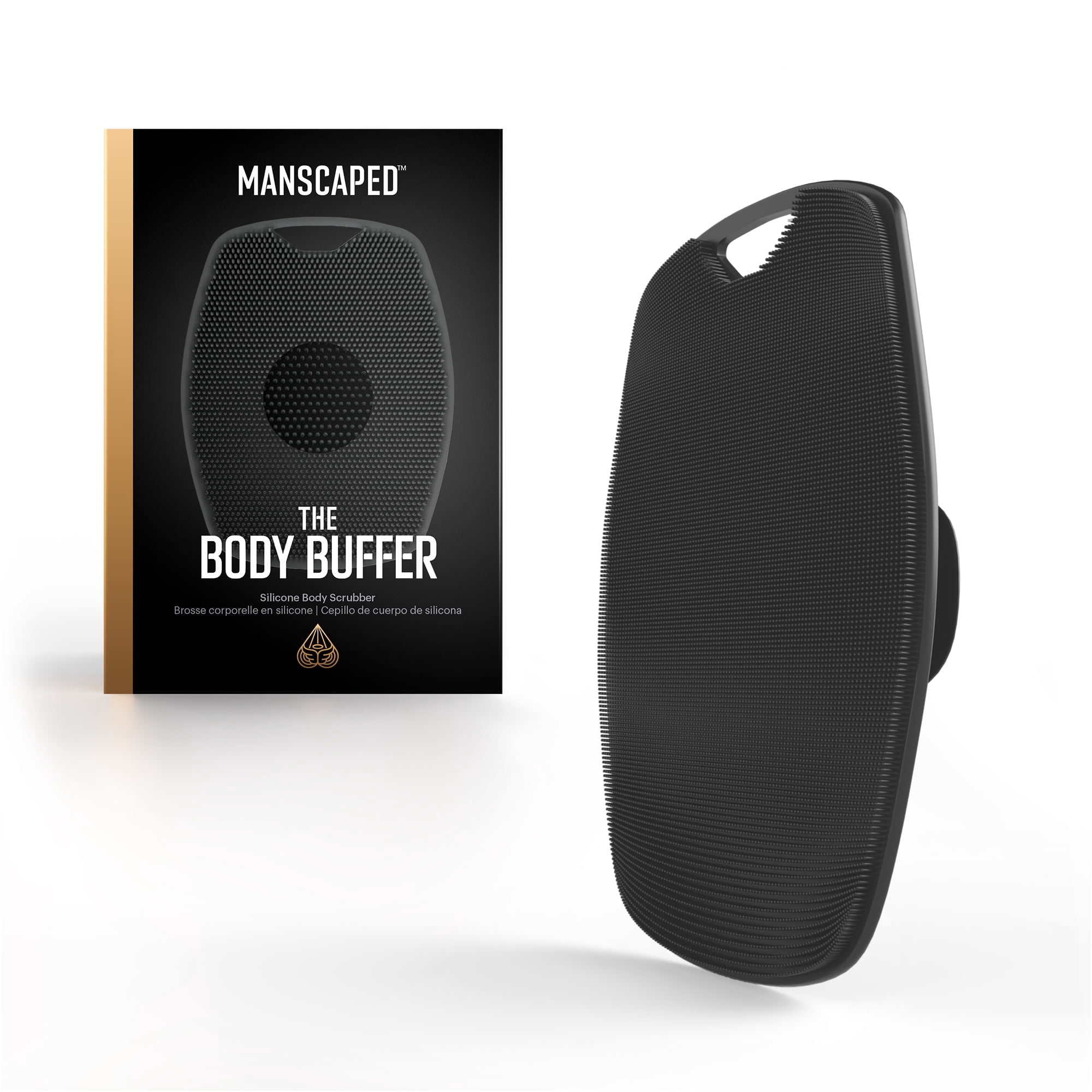 MANSCAPED® The Body Buffer Premium Silicone Scrubber for Cleaning & Exfoliating Skin, Black,1 Pack