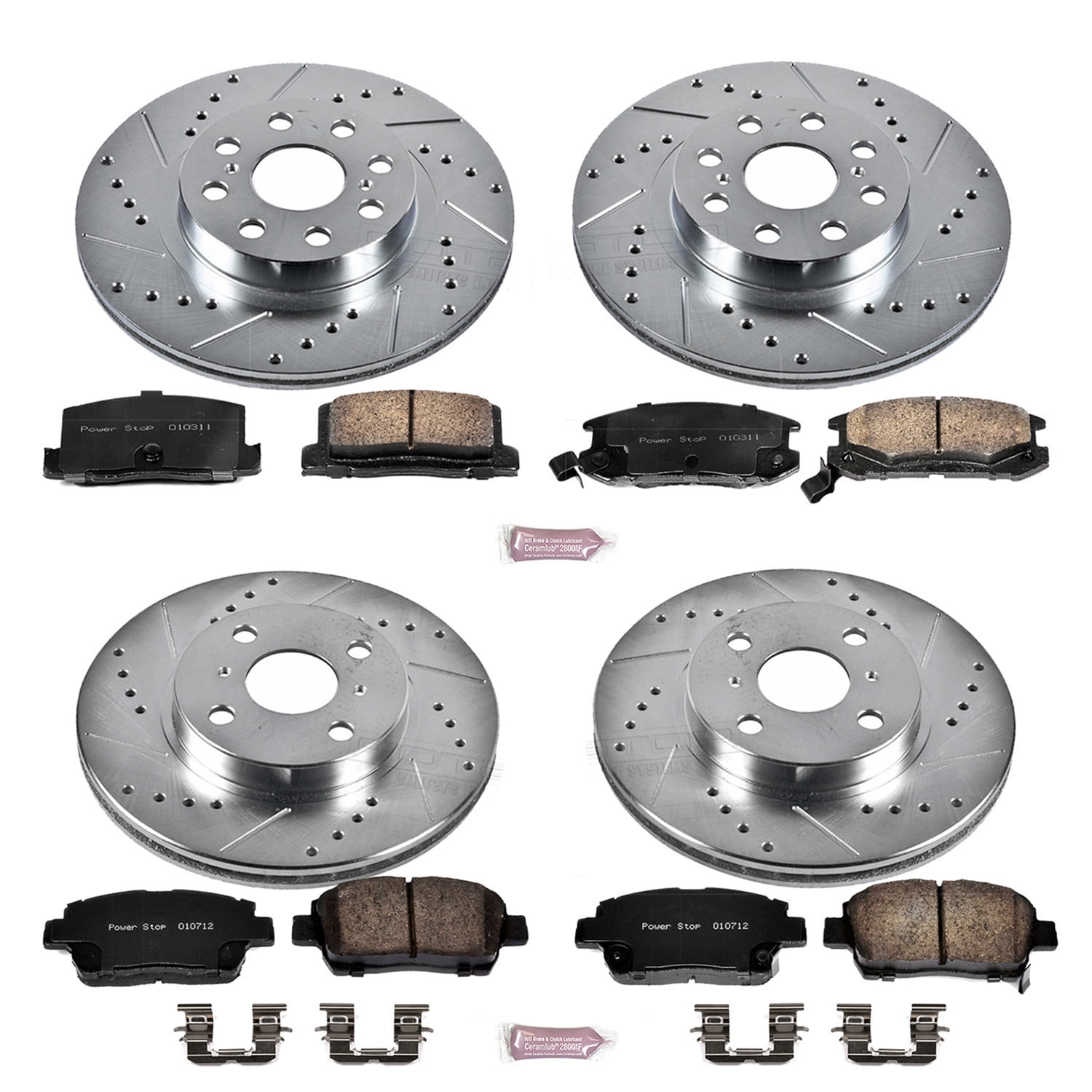 PowerStop Front and Rear Z23 Evolution Sport Carbon-Fiber Ceramic Brake Pad and Drilled & Slotted Rotor Kit Fits: TOYOTA Select Models K822