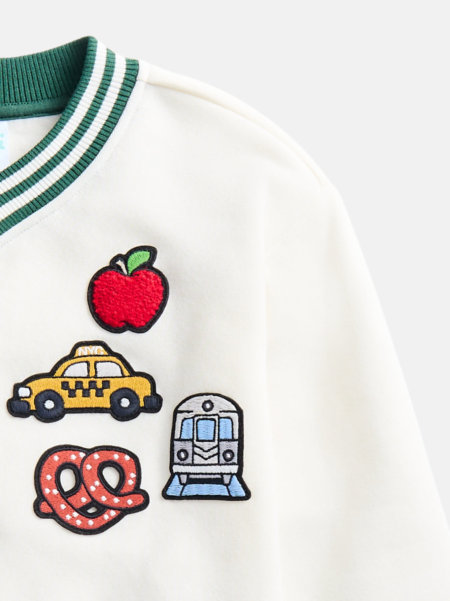 Wonder Nation Toddler Boys Embroidered Patch Graphic V Neck Sweatshirt, Sizes 12M-5T