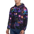 thumbnail image 3 of Naloa Glowing Chameleon Fantasy Art Men's Casual Hooded Collar Drawstring Hoodies Pullover Sweatshirts Casual Long Sleeve Shirts-XX-Large, 3 of 7