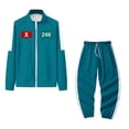 thumbnail image 3 of Squid Game Player Kids Track Suit – Official Cosplay Outfit for Children, Iconic Green Design for Halloween and Themed Parties Dark Green 140, 3 of 4