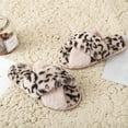 thumbnail image 5 of Pantoufles en Peluche Léopard Douces à Bande Croisée pour Femmes, Pantoufles Duveteuses, Chaussures à Bout Ouvert, Sandales à Enfiler pour Intérieur Extérieur, 5 of 5