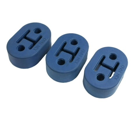 Unique Bargains Unique Bargains 3 Pcs Dual Holes Steel Blue Rubber Auto Car Exhaust Hanger Bushings